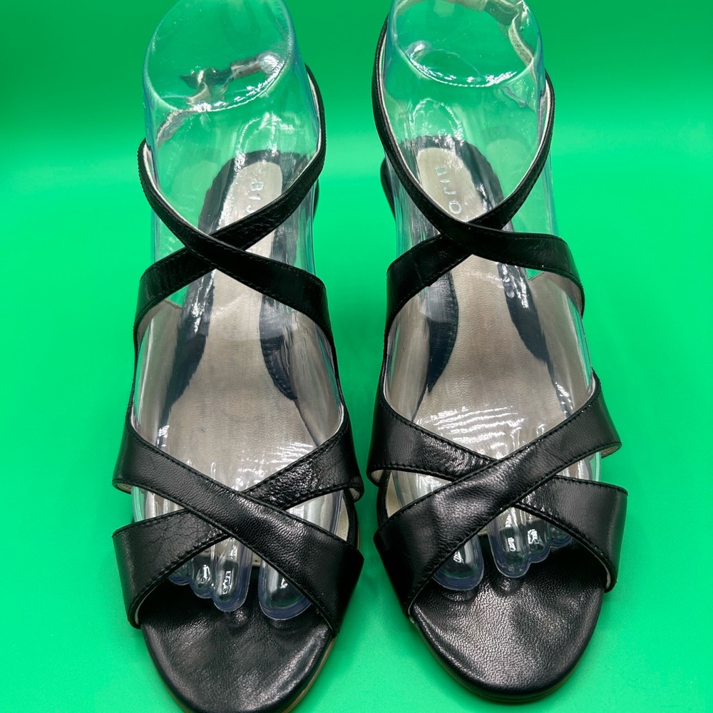 Bijou Heidi Black Strappy Ankle Heel Sandals. Size 6 1/2. NWOT